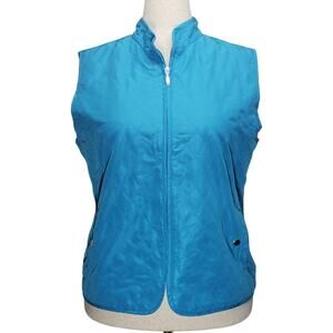 Carroll Reed Turquoise Quilted Vest Women’s 14 Plus Mock Neck Zip Vintage Y2K